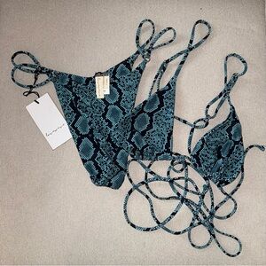 Blue Snake Print Bikini Set